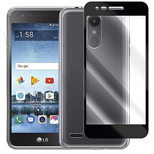 High-Sensitivity Shatterproof Bubble-Free Wear-Resisting Tempered Glass Screen Protector Film Full Coverage Shock Absorbing TPU Case Cover Skin Compatible with LG Tribute Dynasty SP200 Boost Mobile