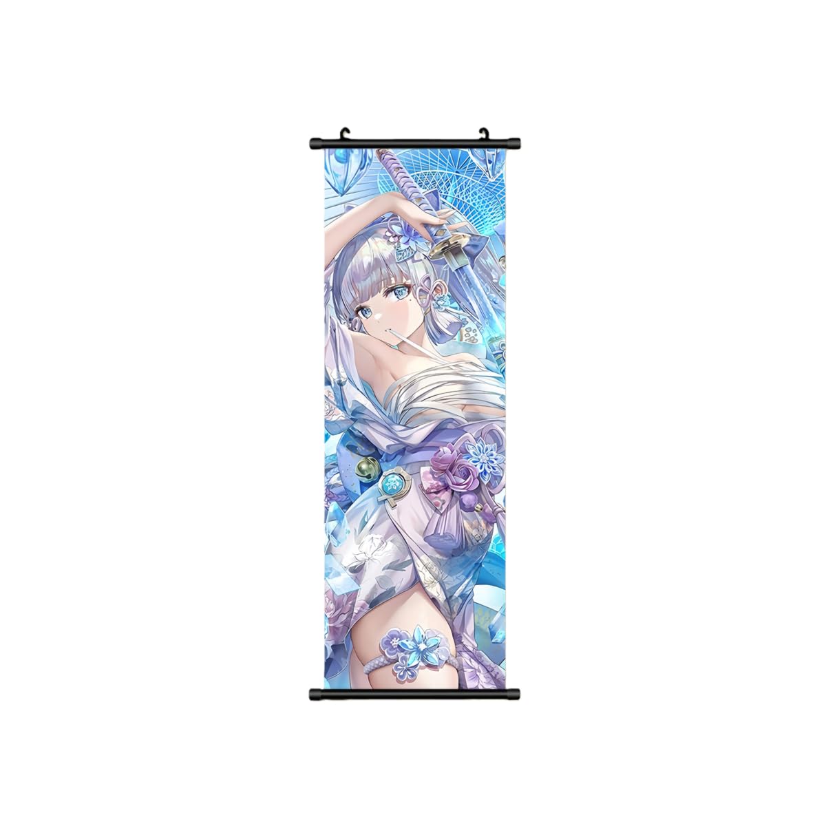 Hanaiette 1PC Genshin Impact Character dress Scroll Poster Wall Hanging Forged Cloth Painting (Kamisato Ayaka)
