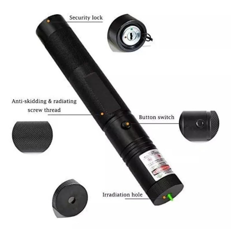 Image of COOLCOLD Laser Light | 200mW Rechargeable Green Laser Pointer | Powerful Lazer Pen for Party, Disco Lite + Battery | (Black, Pack-1)
