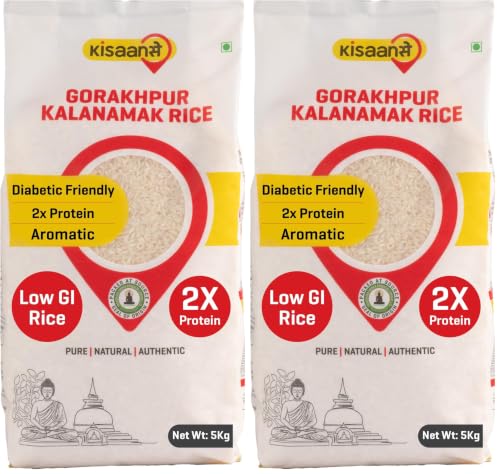 Image of KisaanSay Gorakhpur Kalanamak Rice, 5kg Diabetic Friendly | Aromatic Rice | Unpolished| High in Iron & Protein | Rich In Nutrients & Fiber| Low GI | Sugar Control | Buddha rice | Traditionally Milled | Helps manage weight and sugar control rice
