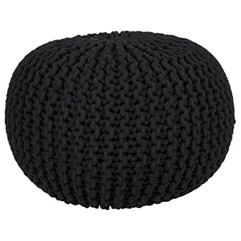 Artistic Fashionista Puf Otomano de Algodón Hecho a Mano con Amortiguación Cómoda y Durabilidad (Negro) Cover