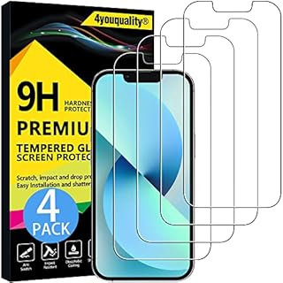 4youquality [4-Pack] Screen Protector for iPhone 13 Mini (5.4-Inch), Tempered Glass Film, [LifetimeWarranty][Anti-Shatter][Anti-Scratch][Impact-Protection]