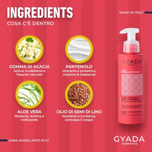 Gyada Cosmetics, Fluido Gel Modellante Per Capelli Ricci E Mossi, Effetto Morbido, 98% Ingredienti Naturali, Ad Azione Disciplinante E Anticrespo, Con Aloe Vera E Oli Di Argan, Cocco E Lino, 150 Ml - 7