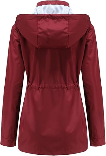 Miniatura 4 de MODFUL Chubasquero impermeable para mujer, chaqueta impermeable con capucha ligera