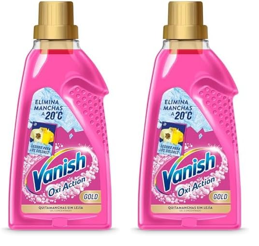 Vanish Oxi Action Gold Quitamanchas multipoder para la ropa, Elimina Olores y Evita Desteñidos, en gel, sin Lejía, 1500ml (Paquete de 2)