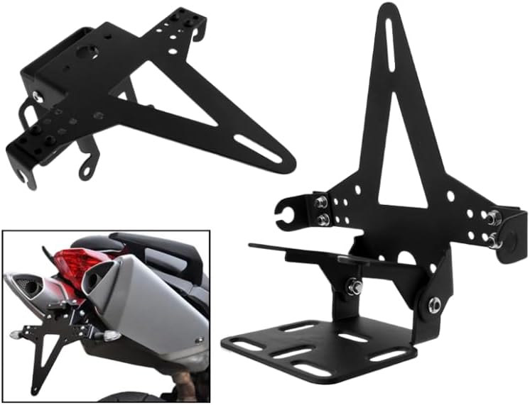 Motorcycle Black Rear Tail Light Mount License Plate Bracket Holder for Sport Street Dirt Bike