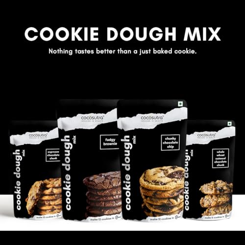 Image of Cocosutra Whole Wheat Oatmeal Chocolate Chunk Cookie Dough Mix, 220g | 100% Natural, Vegan, 3 Easy Steps, Whisk Scoop & Bake