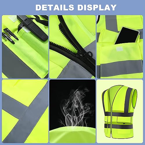 Image of XPCARE Reflective Safety Vests For Women Men, High Visibility Security Vest Pockets and Zipper Front Construction Work Vest