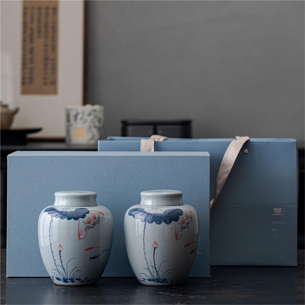 Tarros de almacenamiento de té de cerámica a granel, creativos pintados a mano, cocina, cajas de regalo, contenedores de té (C)
