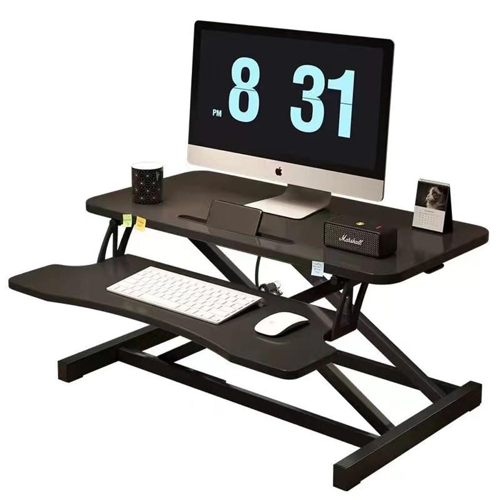 32in Standing Desk Converter Adjustable Height Gas SpringRiser with Keyboard Tray for Gameing Table,Desks,Computer Desk(Black)