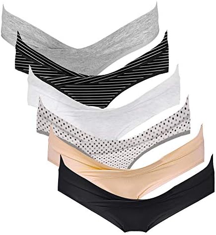 Intimate Portal Maternity Underwear Under The Bump Pregnancy Postpartum Panties Womens Cotton Bikinis 6-Pk Inspiration L