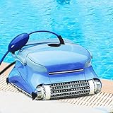 FXQIN Limpiafondos Autónomo Accesorios Piscina, Robot Limpiafondos Piscina, Limpiafondos automáticos Portátil y Ligero, Robots de Piscina, Cable de 24m con Sistema Anti-Nudos