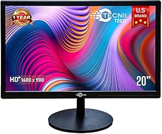 TECNII 20 Inch Widescreen LED Backlit LCD Desktop PC Monitor HD+ Resolution - 3ms Response Time - HDMI - VGA - for Home, Office - Black, TM200