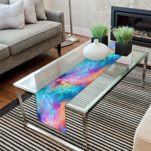 Chemin de table abstrait long pour habiller et protéger une grande table - 8