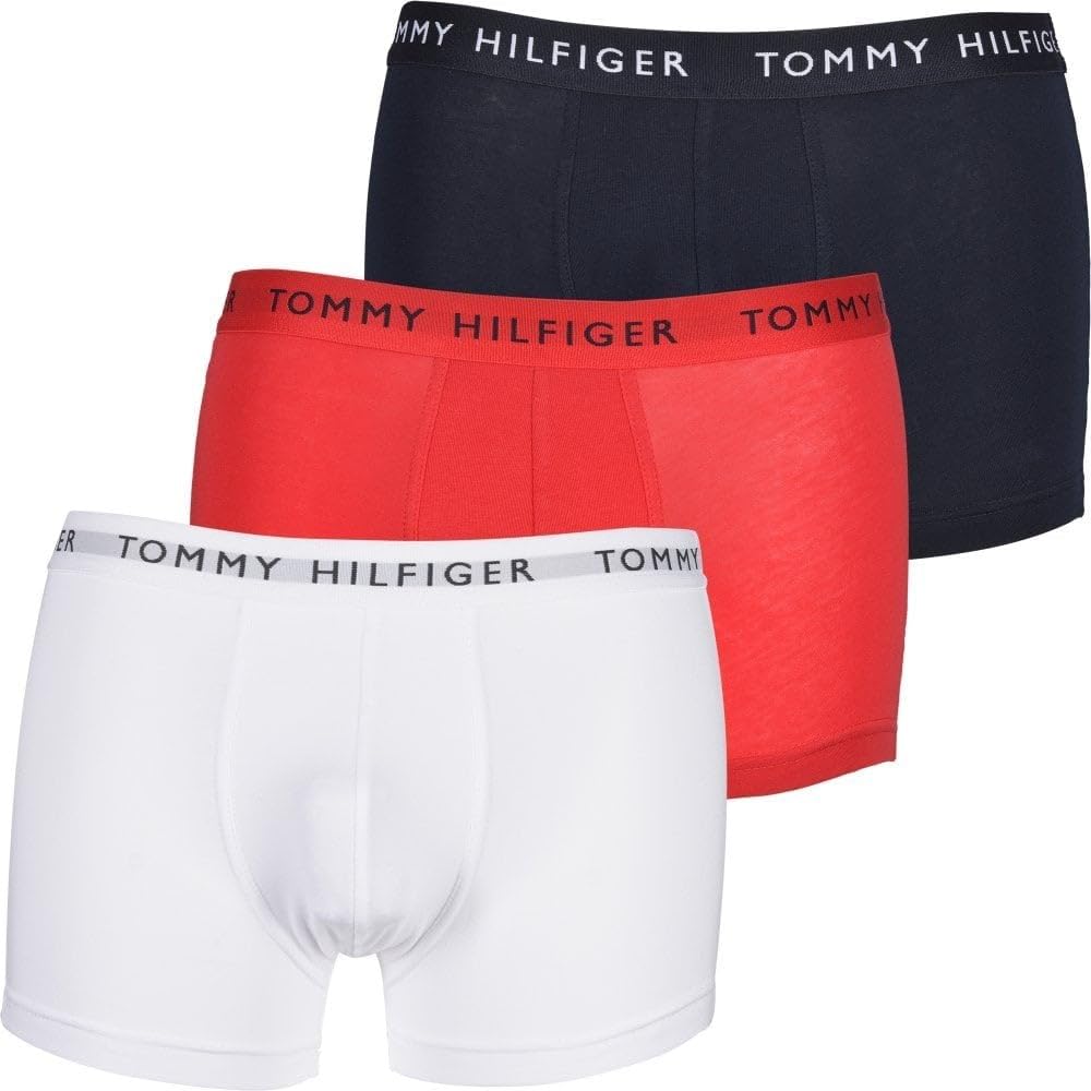 Tommy Hilfiger Men's 3p Trunk Trunks, Multicolour (White/Desert Sky/Primary Red), XXL