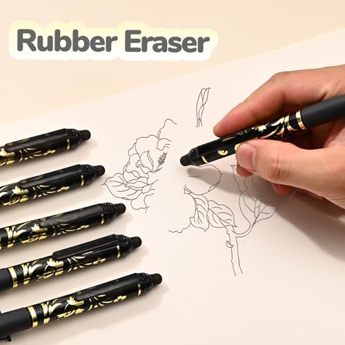 Temiary 10 bolígrafos retráctiles borrables punta 0.5 mm negro miniatura 5