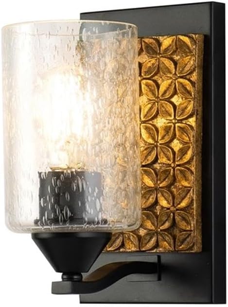 BOWERY HILL 1-Light Metal Bath Vanity Light in Matte Black/Gold