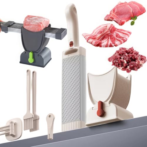 Meat Slicer Machine Stainless Steel Cutter with Adjustable Thickness, Includes Sharpener & Cleaning Brushes, Dishwasher Safe for Home Use