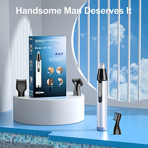 Ginity Ear And Nose Hair Trimmer For Men,Professional Usb Rechargeable Nostril Nasal Hair Vacuum Cleaning System,4 In 1 Lightweight Waterproof Hair And Beard Clippers For Women (White) #TOP6