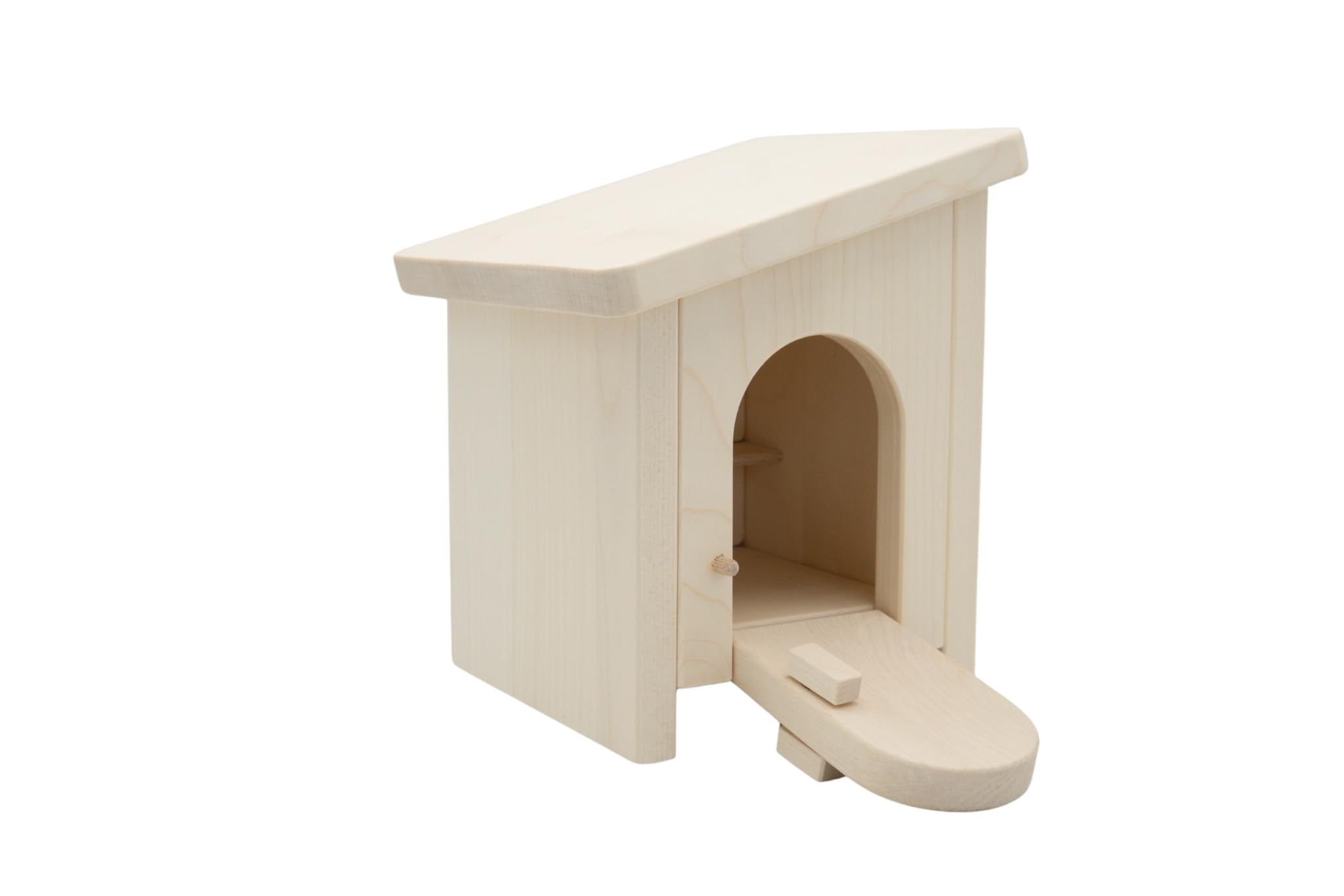 HOLZTIGER 80615 Kleiner Stall aus Holz für Spielfiguren, Perfektes Zuhause für kleine Figuren, Fördert kreatives Spielen, 16cm x 15cm x 18cm, Made IN Europe, ab 3 Jahre