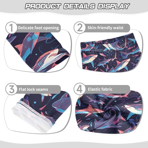 Sharks Girls' Leggings Toddler Doodles Swimming Kids Yoga Pants Dance Active Tights 4T3
