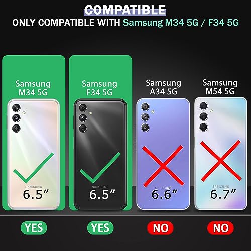 Image of AIBEX Compatible for Samsung F34 5G / Samsung M34 5G Flip Cover Leather Finish | Inside TPU with Card Pockets | Wallet Stand | Complete Protection Flip Case - Black