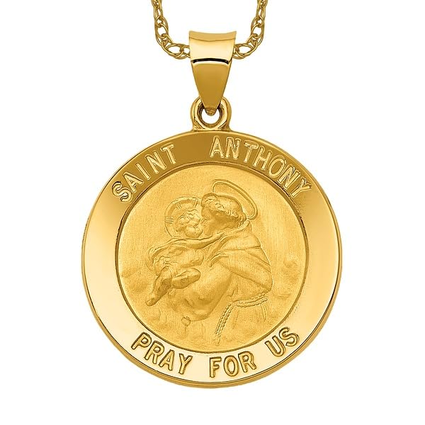 IceCarats 14K Solid Yellow Gold Saint Anthony Medal Necklace Chain Pendant Charm