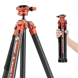 Fotopro X-Aircross 3 C 5.1ft Lightweight Travel Camera Tripod with Panoramic Ball Head 1.78lbs Ultra Light Portable Professional Travel Carbon Fiber Tripod for Camera DSLR Load - 10Kg Orange