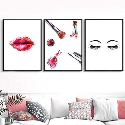 Toile art affiche maquillage pour habiller un mur vide avec style et élégance sans cadre 3pcs
