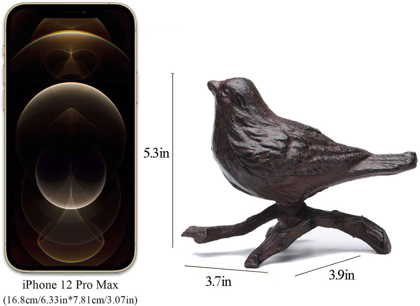 BRASSTAR Rustic Cast Iron Bird with Branches Statue Antique Garden Farmhouse Decoration Home Desk Figurine Replica Rust Color TQGJPT108 - Image 2