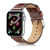 Ricele Compatible with Apple Watch Band Leather 42mm 44mm, Mens Apple Watch Leather Band Replacement Band for Apple Watch Series 4 Series 3 Series 2 Series 1 Sport Edition (Dark Brown, Medium)