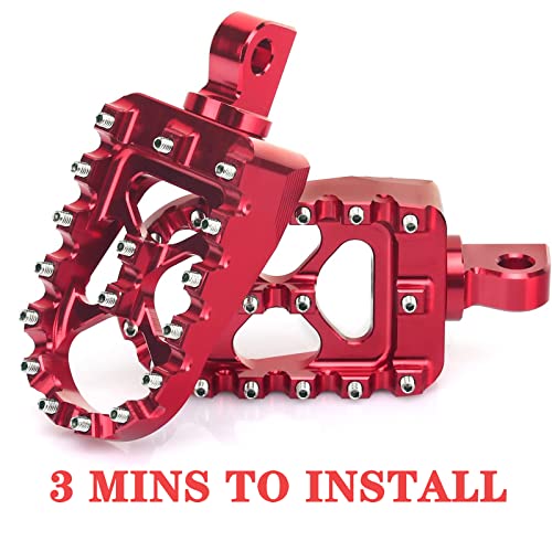 Tarazon Cnc Wide Fat Footpegs Foot Pegs Mx Rotating Custom Chopper Bobber Style For Harley Davidson (Red) #TOP2