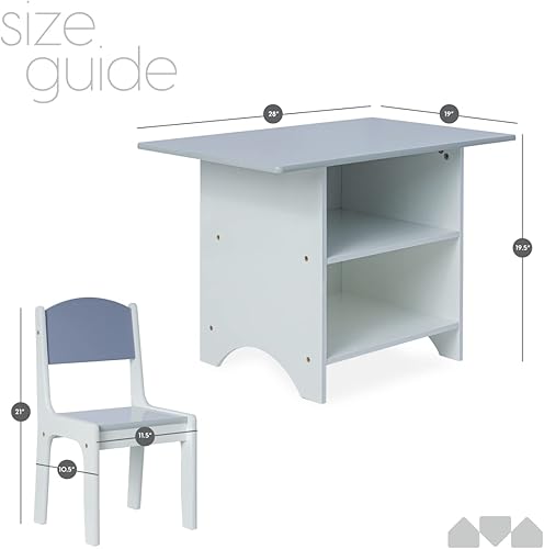 Miniatura 3 de Milliard Juego de mesa y silla de juego de actividades para niños de madera con cestas de almacenamiento, mesa de arte con colores grises modernos