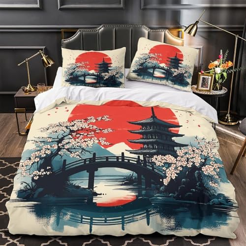 Parure de lit temple japonais anti-plis en microfibre douce - 2