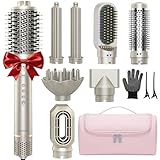 Lavomist 8-in-1 Dual Voltage Hot Air Styler & Hair Dryer Brush with Straightener & Curler Attachments, 110,000 RPM Ionic Fast Drying for Frizz-Free Styling, Includes Travel Bag