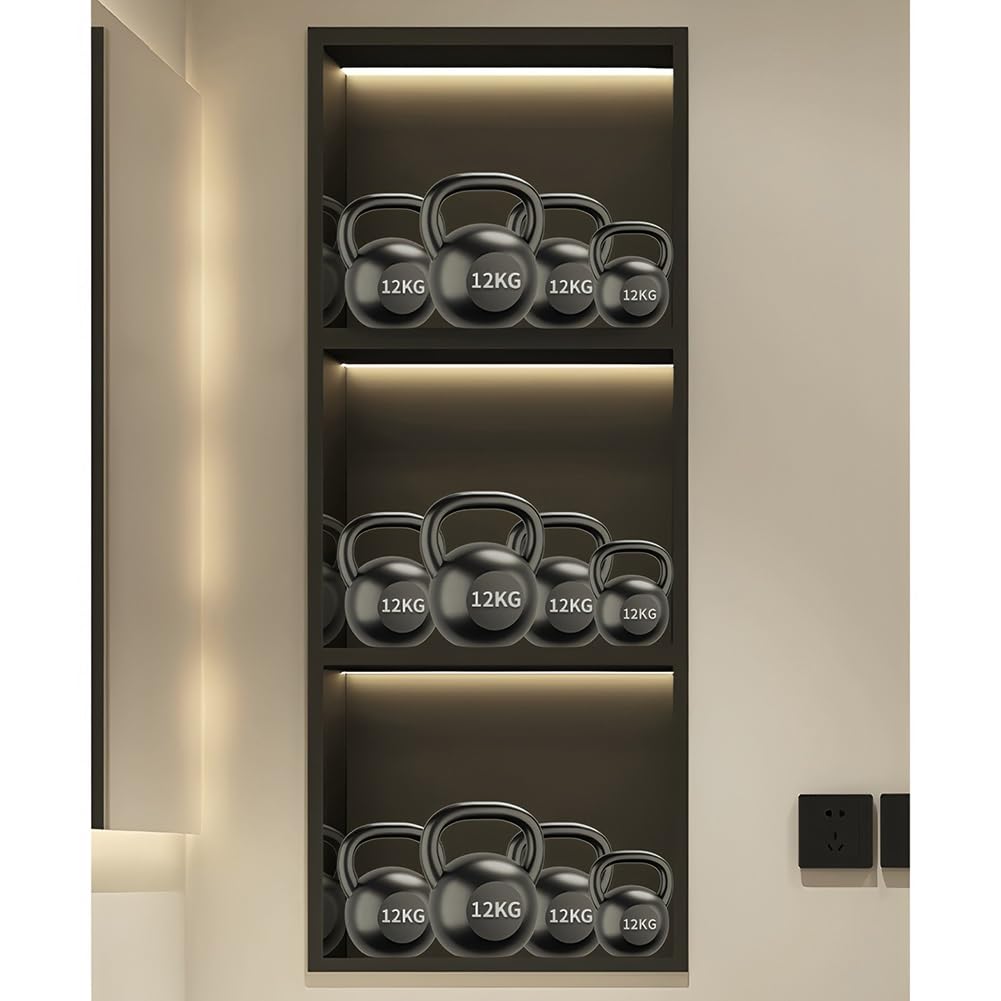 Estante de ducha LED empotrado de 4 niveles, impermeable, de acero inoxidable, para guardar champú, montaje en pared, solución de baño, no necesita azulejos (gris, 1200 x 280 x 125 mm)