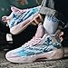 Men's High-Top Basketball Shoes with Wear-Resistant and Anti-Slip Soles Running Shoes with Graffiti Design Fashionable Sports Shoes Pink Blue Size 9