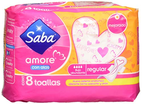 Cuidado Femenino, Compra de libro digital Saba Toallas Sanitarias para Dama Amore, color Rosa/Naranja, 8 Piezas