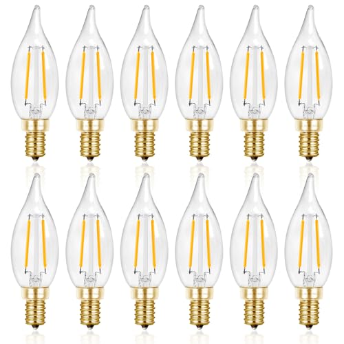 Hizashi 25 Watt Candelabra Bulbs, E12 LED Bulb Dimmable 2700K Soft Warm White, Chandelier Light Bulbs, Flame Tip CA10 Candle Light Bulbs, 90+ CRI, 200