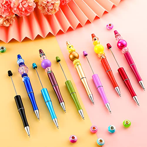 50 Pieces Plastic Beadable Pen Bulk Bead Ballpoint Pen Shaft Black Ink Beaded Pens With 50 Refills For Diy Making Gift Kids Students Office School Supplies (Bright Color) #TOP1