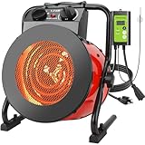 Orvella Greenhouse Heater with Digital Thermostat, 1500W Grow Tent Heater, Overheat Protection & Fast Heating, Electric Space Heaters for Patio, Garage, Greenhouse, Flower House, Red