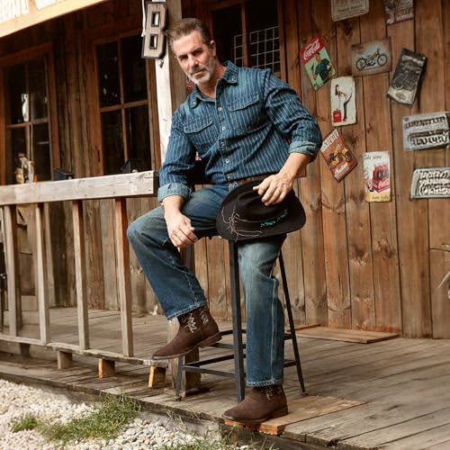 Image of IUV Cowboy Boots For Men with Wide Square Toe Western Retro Boot