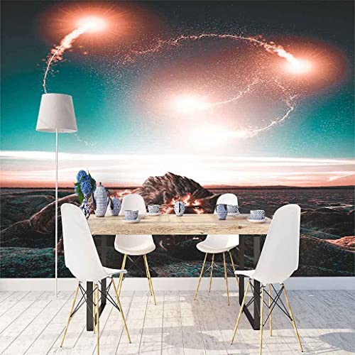 EPZEY Wall Murals for Bedroom Custom 3D Photo Wallpaper Mural Pink Sky Landscape Wall Mural Living Room Home Decor Painting Wall Paper Self-Adhesive Removable Wall Photo 140x70 cm