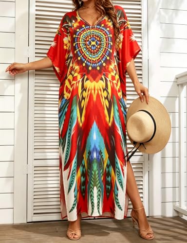 ZIRHYSTA Caftan Cover Ups for Swimwear Women Plus Size Maxi — view 5