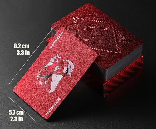 2 Mazos de Naipes de Póker Impermeables Rojos miniatura 2
