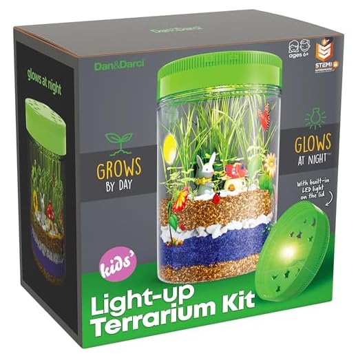 Dan&Darci Light-Up Terrarium Kit for Kids - STEM Science Kit - Educational DIY Toy for Boys & Girls - Birthday Gift - Craft Project Idea for Ages 6 7 8 9 10 11 12 Year Old