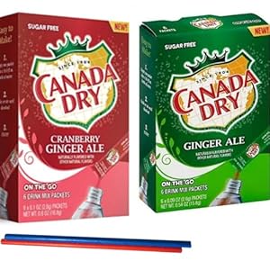 Ginger Ale Singles To Go Powdered Drink Mix, 2 Boxes with 6 Packets Each – 12 Total Servings, Sugar-Free Drink Powder, Just Add Water, 6 count (Pack of 2) Keto Burst with Flavor, Zero Guilt! Low Carb, Zero Sugar Drink Mix – 1 Box of Canada Dry Ginger Ale and 1 Box Cranberry Ginger Ale – Comes with 2 Paper Straws and 1 Exclusive PALiSOL CREATiONS Stickers