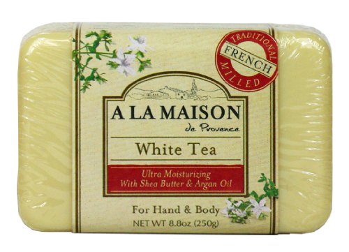 A La Maison White Tea Bar Soap - Triple French Milled Natural Moisturizing Hand Soap Bar (1 Bar of Soap, 8.8 oz)