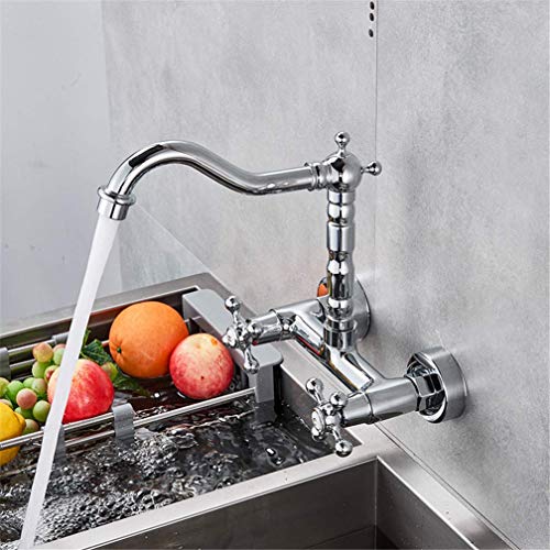 Robinet d'évier rétro en chrome mural pour cuisine élégante - 4