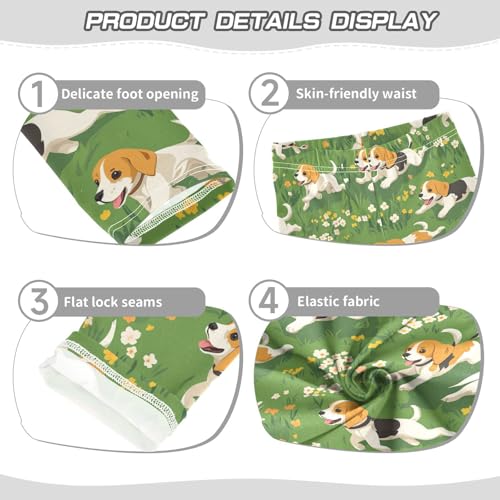 Wusikd Dogs Flowers Girls' Leggings Toddler Doodles Cute Kids Yoga Pants Dance Active Tights 4T3